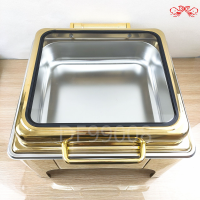 Df99008 Dining Stove Stainless Steel Golden Dining Stove Food Heating Stove Square Visual Dining Stove Kitchen Hotel Supplies