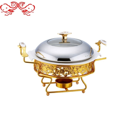 Df68080 Dining Stove Hotel Supplies Dining Stove Golden, round Glass Dining Stove Alcohol Buffet Stove Heating Insulation