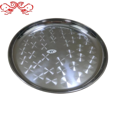 Df99139 Factory Price Stainless Steel Grape Plate Flower Disk Fruit Plate Disc Cutting Tray Shallow Plate Roasting Stove Hot Pot
