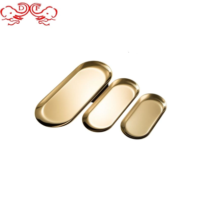 Df99251 Plate Towel Plate Oval Disk Restaurant Jewelry Storage Tray Flat Gold Small Tray Storage Tray