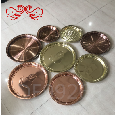 Df99260 Stainless Steel Pots Tray Polished Gold Plated Home Use and Commercial Use Fruit Plate Restaurant Ding Room Canteen Chassis