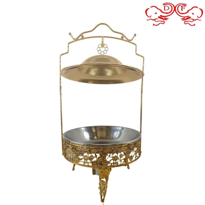 Df68093 Stainless Steel Golden Alcohol Stove Hot Pot Hanging Cover Hotel Restaurant Buffet Stove Insulation Heating Container