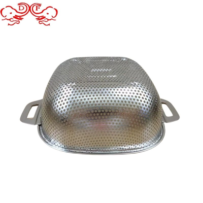 Df99646 Stainless Steel Rice Washing Filter Dense Hole Basket with Ear Rice Rinsing Basin Household Square Drain Fruit Basket Bowl Strainer