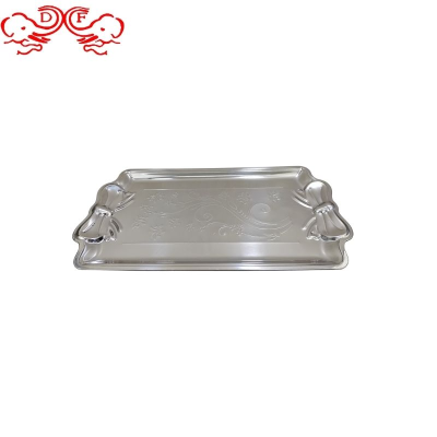 Df99001 European Style Silver Plated Vintage Craft Fruit Plate Silver Plated Fruit Plate with Handle Square Plate