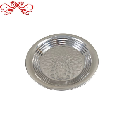 Df99059 Stainless Steel round Dinner Plate Southeast Asian Dish Printing Plate Multi-Purpose Embossed Magnetic Disc