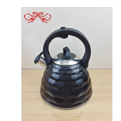 Df68376 Black Diamond Pattern Whistle Kettle Stainless Steel Water Pot 3L European and American Sound Pot Stove Universal