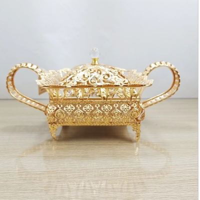 Df68239 European-Style Iron Fruit Basket Hollow Electroplated Fruit Plate Home Metal Ornaments Gold Luxury Tray