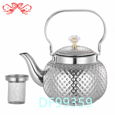 Df99359 Stainless Steel Teapot Middle East Hammered Restaurant Hotel Tea Water Bottle Belt Strainer Scented Teapot Kettle