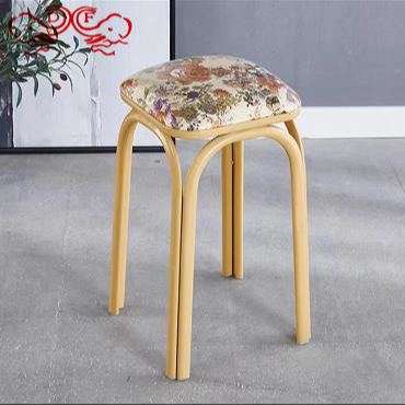 Df68334 Metal Square Stool Furniture Dining-Table Chair Square Stool Wooden Stool Cloth Leather Adult and Children Sofa