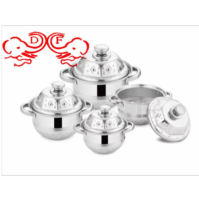 Df99125 Stainless Steel Pagoda Pot Soup Pot Double-Ear Pot Noodle Pot with Lid Pot Gift Cross-Border Exclusive Set Pot