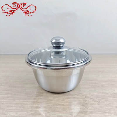 Df99118 Stainless Steel Basin with Lid Thickened Deepening Household Basin Kitchen Multi-Functional Basin Lark Bowl with Lid Stock Pot
