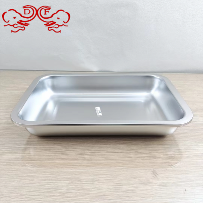 Df99434 304 Stainless Steel Plate Rectangular Tray Hotel Restaurant Plate Dinner Plate Barbecue Shop Deep Plates