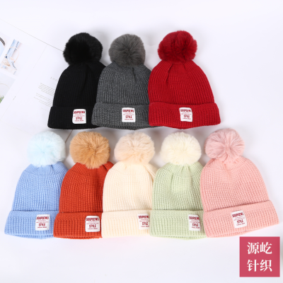 Fresh New Winter Cute Pure Color Ribbon Ball Cap Warm Ladies Ear Protection Knitting Sleeve Cap Various Colors