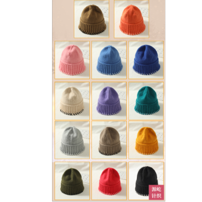 Autumn and Winter Handmade Knitted Wool Bucket Hat Japanese Basic All-Matching Flowerpot-Shaped Cap Men and Women