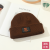 Simple Knitting Hat Beanie Hat Warm All-Matching Winter Solid Color Labeling Bear Pattern Men's and Women's Wool Hats