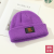 Simple Knitting Hat Beanie Hat Warm All-Matching Winter Solid Color Labeling Bear Pattern Men's and Women's Wool Hats