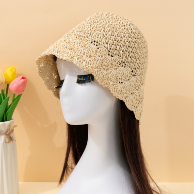 2023 New Japanese Minority Bell Type Bucket Hat Women's Summer Bucket Korean Style Face-Looking Straw Hat