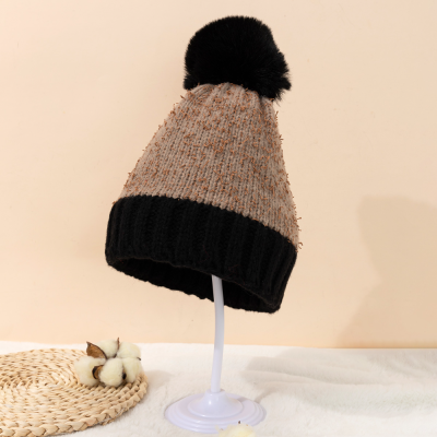 2023 New Color Stitching Thickened Knitted Hat One Pack