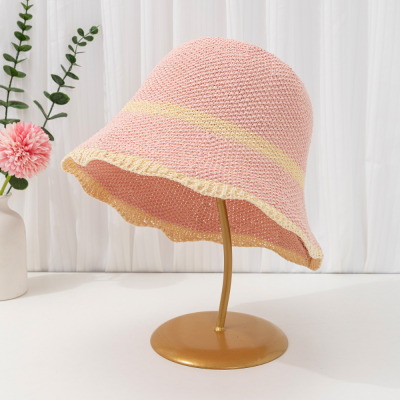 2023 New Spring/Summer Papyrus Foldable Small Brim Simple Sun Protection Sun-Shade Fisherman Hat Cap