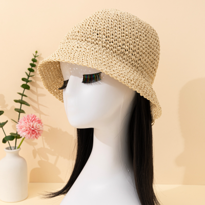 2023 New Spring/Summer Papyrus Foldable Small Brim Simple Sun Protection Sun-Shade Fisherman Hat Cap