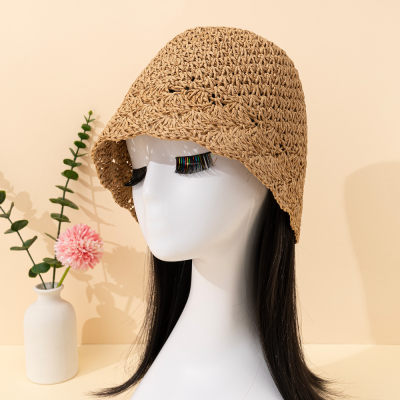 2023 New Japanese Minority Bell-Shaped Hollow-out Bucket Hat Women's Summer Bucket Korean-Style Face-Showing Straw Hat