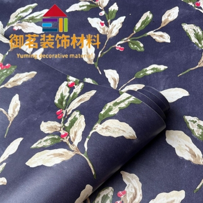 American Wallpaper Cross-Border French Blue Bedroom Background Wall Internet Celebrity Self-Adhesive Wallpaper Factory Wholesale PVC Wallpaper