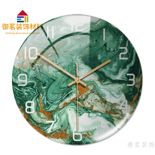 restaurant decorative painting creative personalized dining room clock wall clock living room single micro relief uv stereo wall clock