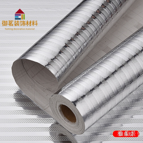 in stock aluminum foil oil-proof stickers aluminized paper thickened stove high temperature resistant waterproof wall stickers cabinet self-adhesive wallpaper