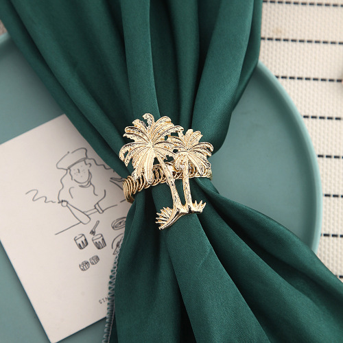 cross-border adjustable napkin ring coconut tree leaves high-end napkin ring napkin ring new eyelet hotel table setting