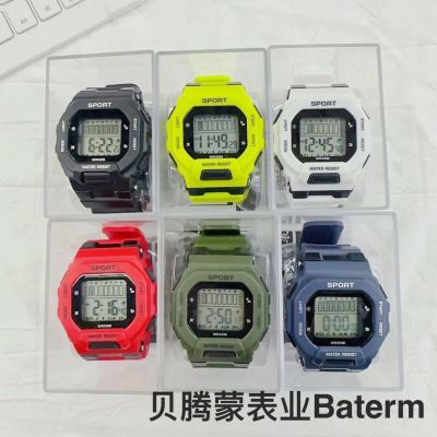 Cross-Border Fashion Outdoor Square Electronic Watch Trendy Sports Good-looking Male and Female Middle School Student Electronic Watch Boxed