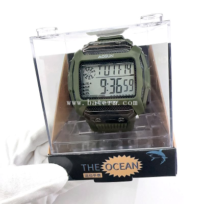 Korean Style Trendy Color Box Packaging Large Dial Multi-Functional Electronic Sports Watch Style High School Students