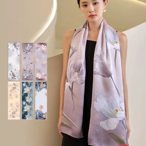 silk scarf shawl women‘s silk mulberry silk autumn and winter 2024 new suzhou silk mother birthday purple scarf