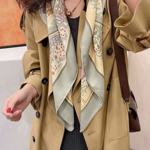 elegant style ~ simple nordic style silk striped scarf spring and autumn new versatile mulberry silk scarf shawl square scarf