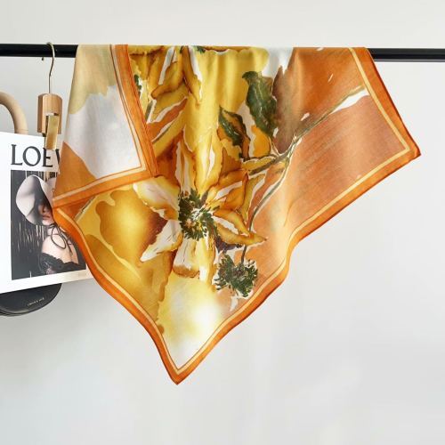 70 cotton and linen small square towel women‘s spring floral scarf korean fashion all-match small scarf mother scarf velvet