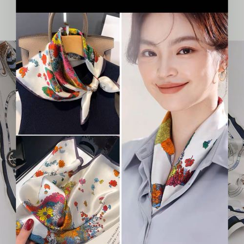 hangzhou silk 100% mulberry silk twill silk scarf color matching horse silk scarf 70cm square scarf women‘s shawl