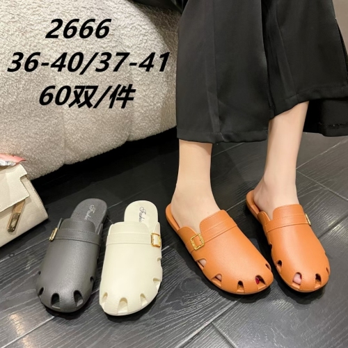 2023 New Closed Toe Breathable Slippers Women‘s Summer Lazy Slip-on Half Slippers Flat Non-Slip Slippers Wholesale Order