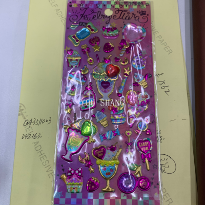 XL-CJF Gem Stickers Big Heart Magic Stick Candy Diamond Bubble Stickers Shiny DIY Phone Case Decoration