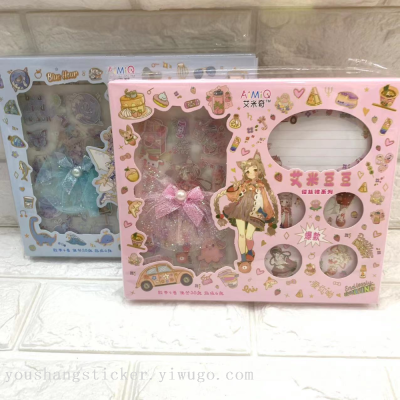 ZC-AM61 Boxed Gilding Frosted Journal Stickers Amy Doudou Girls' Essential Cute Tape Note Set