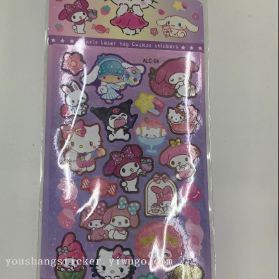 Sanrio Series Laser Goka Stickers Colorful Clow M Cinnamoroll Babycinnamoroll Melody DIY Journal Decoration Stickers