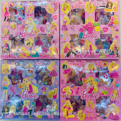 CY-CD Barbie 100 Pieces Hand Ledger Sticker Gift Box Cartoon Hand Account Stickers Pet Stickers Children Stationery Stickers Wholesale
