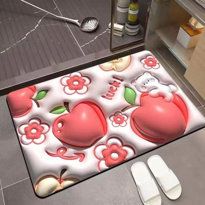 Ins Wind Expansion Floor Mat 3D Stereo Bathroom Absorbent Floor Mat Domestic Toilet Non-Slip Foot Mat Cartoon Door Mat