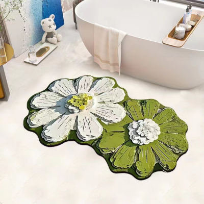 Fresh Little Daisy Floor Mat Diatom Ooze Three-Dimensional Special-Shaped Absorbent Soft Mat Home Bathroom Door Non-Slip Foot Mat