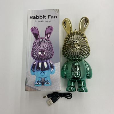 USB Rechargeable Rabbit Fan Mini Portable Electroplating Desktop Fan