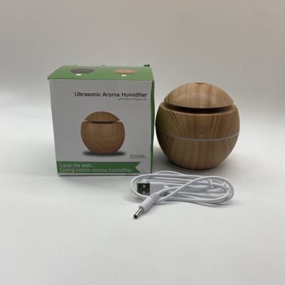 USB Small Balls Colorful Light Small Mushroom Humidifier Mini Wood Grain round Hollow Aroma Diffuser