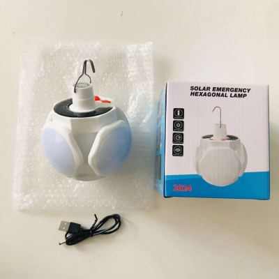 Solar LED Rechargeable Bulb Energy-Saving Sphere Lamp Stall Night Market Lamp Outdoor USB Camping Power Outage Emergency Light