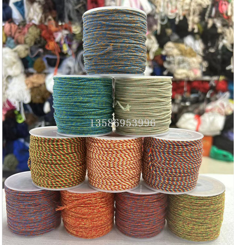 1mm/1.5mm Antique Tibetan Style Rope Three-Strand Cotton Thread Ornament Winding Rope Color Cotton String Twisted String Tassel String Material