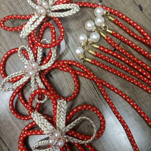Processing Eight-Strand Compound Rope Jewelry String Kimono Belt Material Gold Silk Eight-Strand Red Plus Gold White Plus Gold
