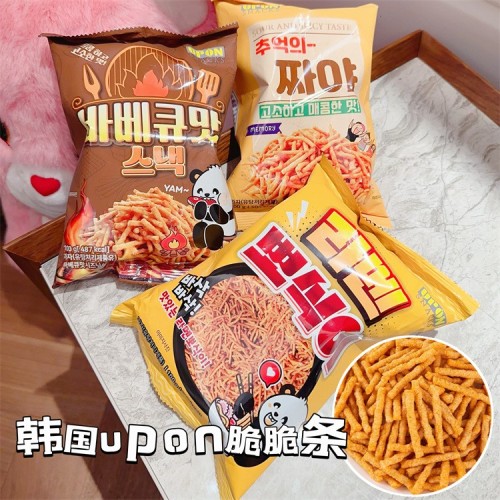 韩国进口UPON脆脆条100g香辣烧烤味膨化食品怀旧休闲零食小吃
