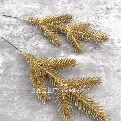 Christmas Green Branch Pine Needles Artificial Flower Branch Fake Plant for Christmas Tree Home Ornament DIY Wreath Gift