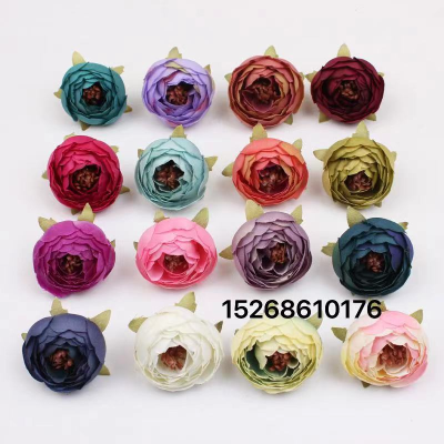 Silk Rose Camellia Head Artificial Flower Head Used For Home Decoration Bridal Wedding Corsage Wrist Brooch Flower